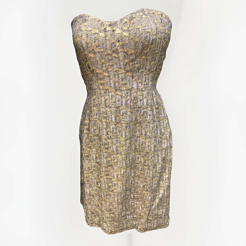 ⚡️RARE Rita Vinieris Gold and Black Women's Strapless Cocktail Dress • Size 4